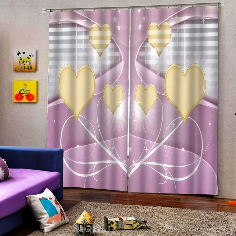 Розовая Занавеска s любовь сердце свадьба занавес 3D окна Роскошная гостиная