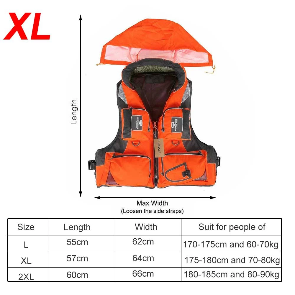 

1Pc Outdoor Life Vest Detachable Hat Life Jacket Fishing Swimming Boating for Adult Sport Vest Drifting Life Jacket Sailing