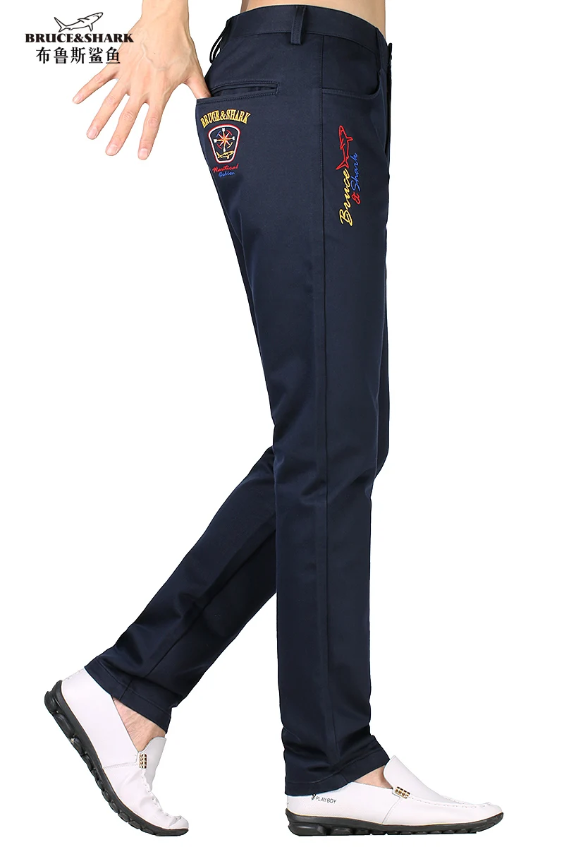 Брюки мужские зимние классические хлопок прямые штаны утепленные с вышивкой