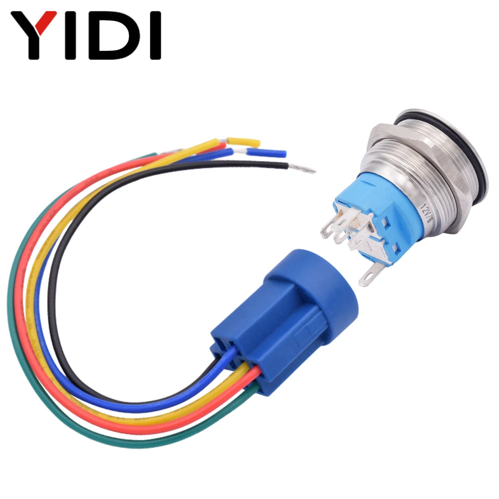 12/16/19/22/25mm LED Illuminated Metal Stainless Steel Power ON OFF Switch 12V SPDT Round Momentary Latching Push Button | Обустройство