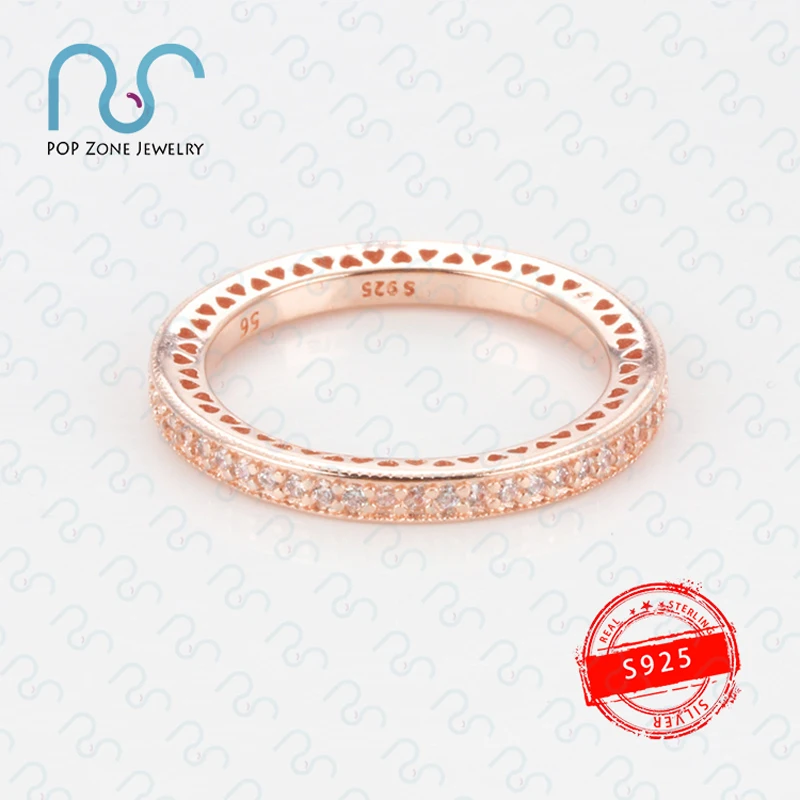 

S925 Sterling Silver Rings Brand Original Pan Bright Resplendent Sparkle & Hearts Ring Charm Luxury Fashion Women Ring Jewelry