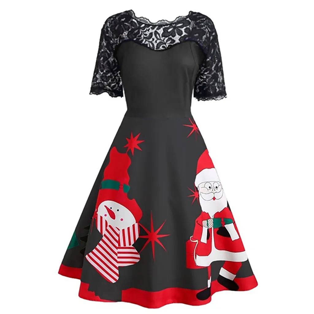 Рождественское платье винтажное женское повседневное кружевное Вышитое Платье