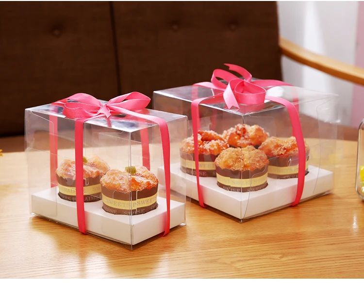Прозрачные коробки для кексов из ПВХ коробка 2/4/6/12 тортов на день рождения