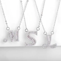 fashion pave zircon crystal letters pendant initial 26 a z alphabet silver plated clavicle chain necklace for women jewelry gift