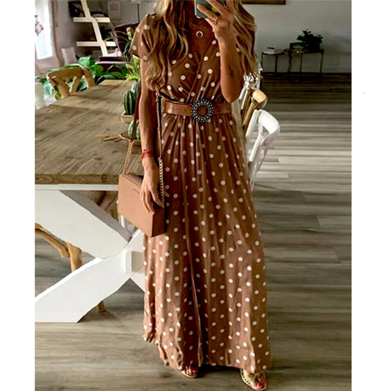 Женское платье в горошек летнее сексуальное v образный вырез Пляжное бохо
