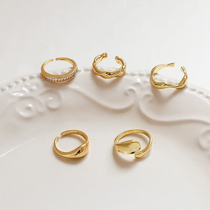 Винтажные кольца для женщин 1 шт. простой светильник роскошное кольцо медно