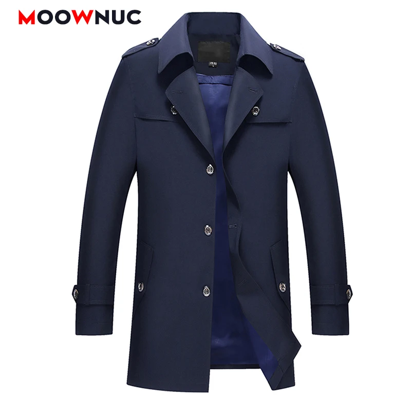 

Male Coat Jackets Men's Windbreaker Autumn Winter Trench Warm Overcoat Fit Windproof Hombre Smart Casual Coveral Brand MOOWNUC