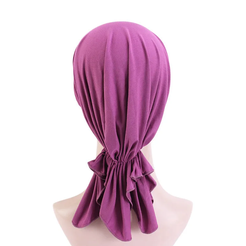 

Muslims Women Cotton Pre Tied Bandage Turban Hat Headscarf Cancer Chemo Beanies Caps Bandana Headwear Headwrap Hair Cover