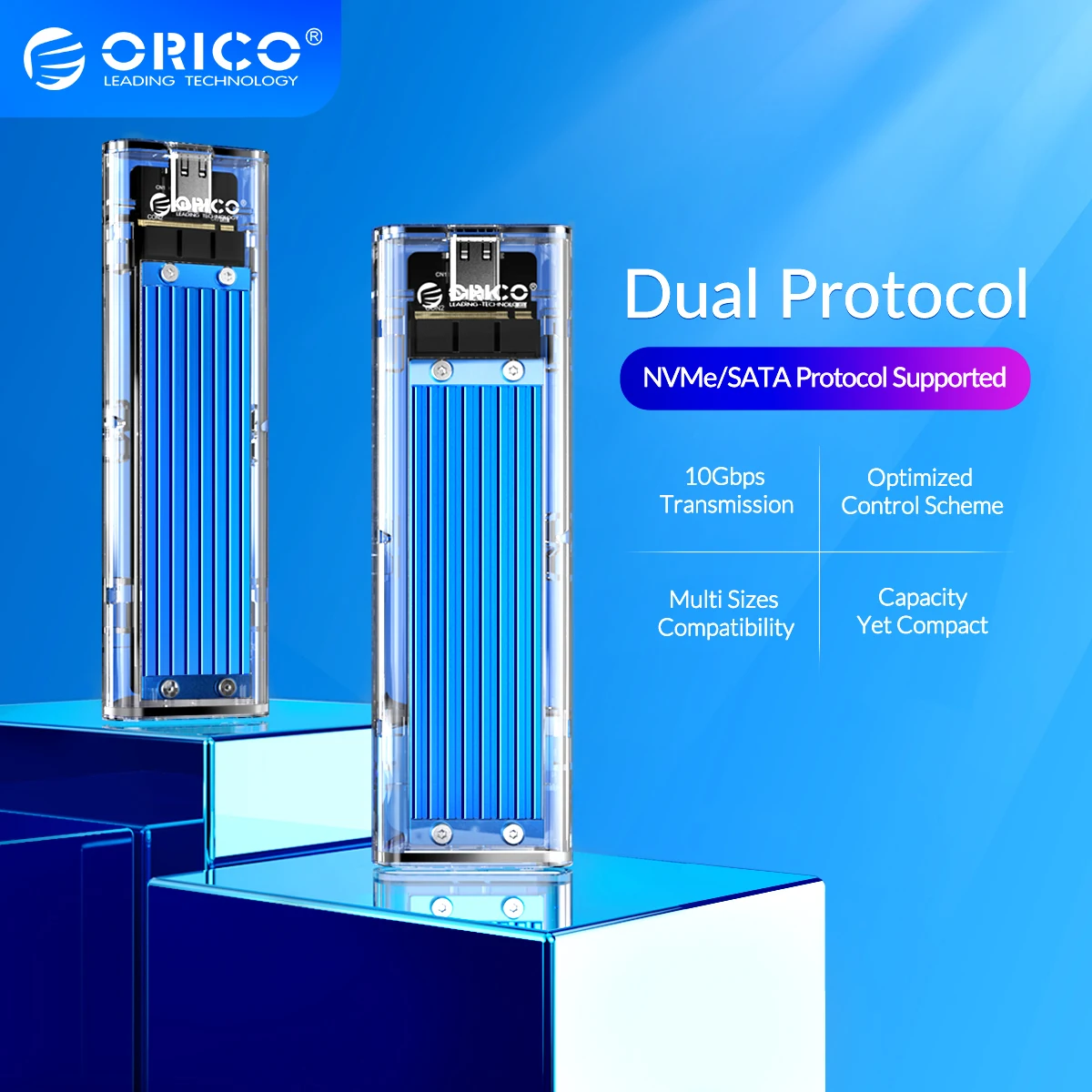 Чехол ORICO M2 SSD, NVMe NGFF, двухпротокольный, USB3.1 GEN2 10 Гбит/с, корпус SSD для NVME PCIE M Key NGFF SATA B & M Key SSD Disk - изображение