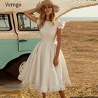 Винтажное Короткое свадебное платье Verngo с рукавами-крылышками 2020, Свадебные Платья До Колена для приема, вечернее платье, платье невесты, индивидуальный пошив