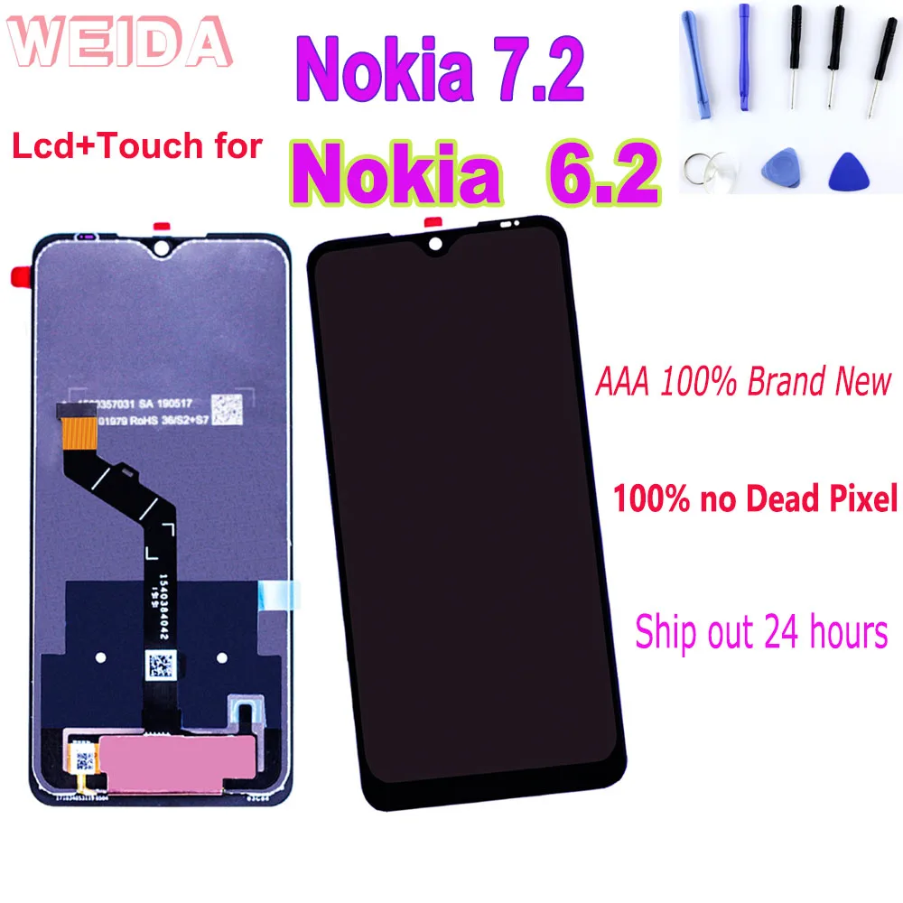 Оригинальный ЖК дисплей 6 3 дюйма для Nokia 7 2 TA 1198 1200 1196 сенсорный экран с