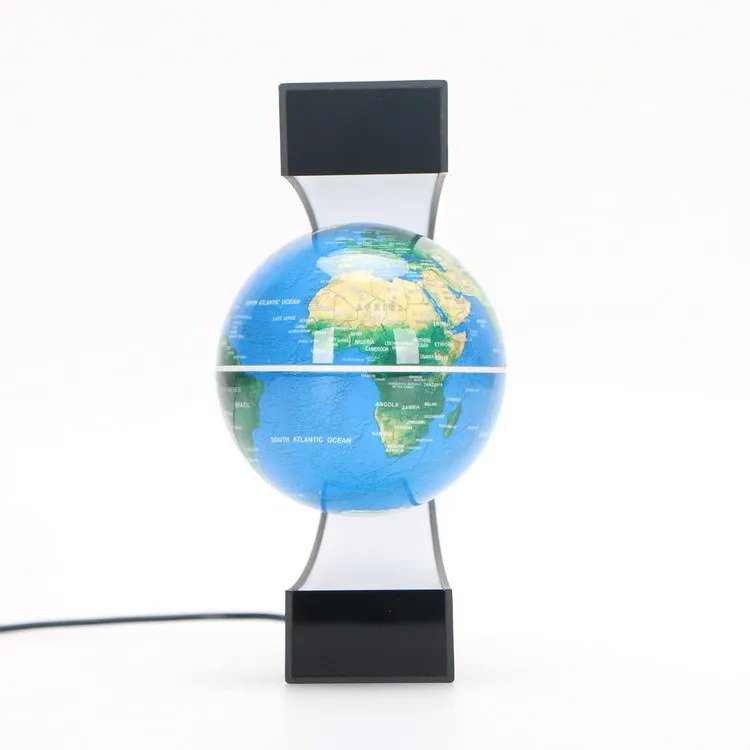 Магнитный левитационный ночсветильник с-образной формы голубая карта мира лампа