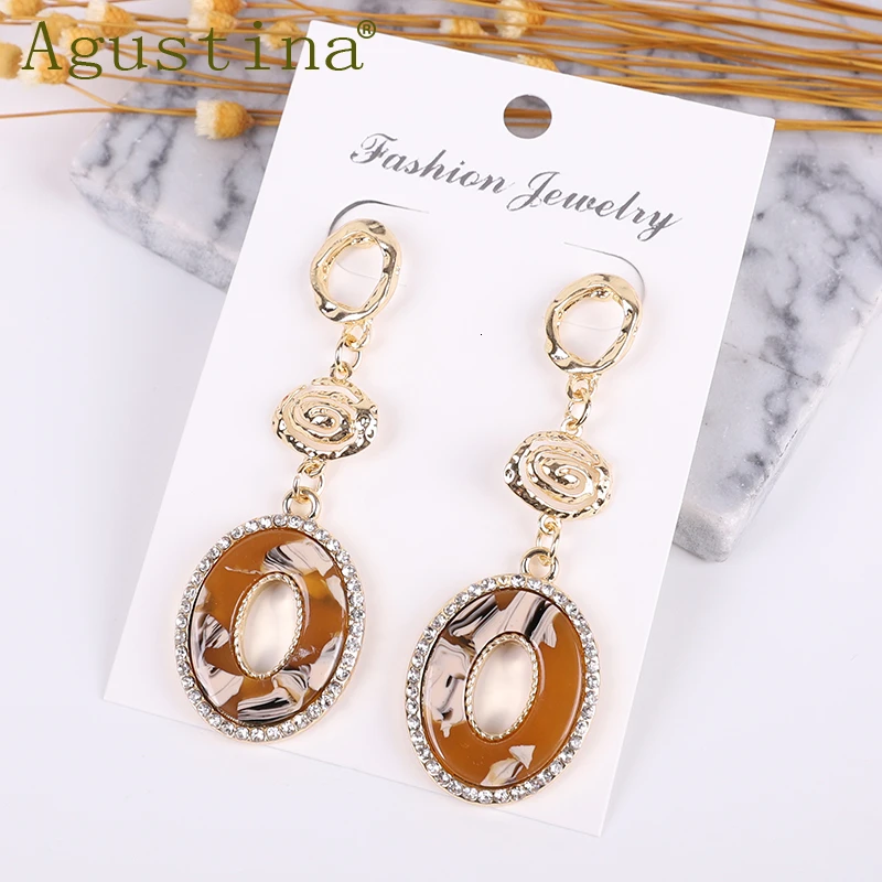 boho ZA Earrings Fashion acetic acid Jewelry Punk oval Colorful Earring for Women Minimalist Acetate Girls Boho Simple Earings | Украшения