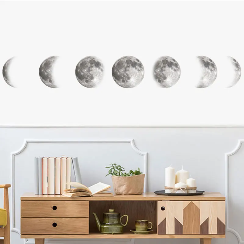 1PC Creative Moon phase 3D Wall Sticker Home living room wall decoration Mural Art Decals background decor stickers | Дом и сад