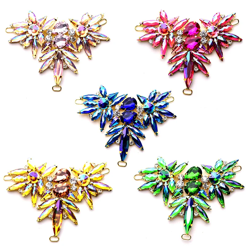 Разноцветные стразы 7x10 см аппликация в виде конского глаза стрекозы медаль