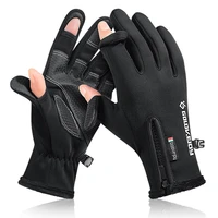 winter 2 finger flip warm gloves waterproof anti slip men women velvet warmth riding fishing skiing sports glove
