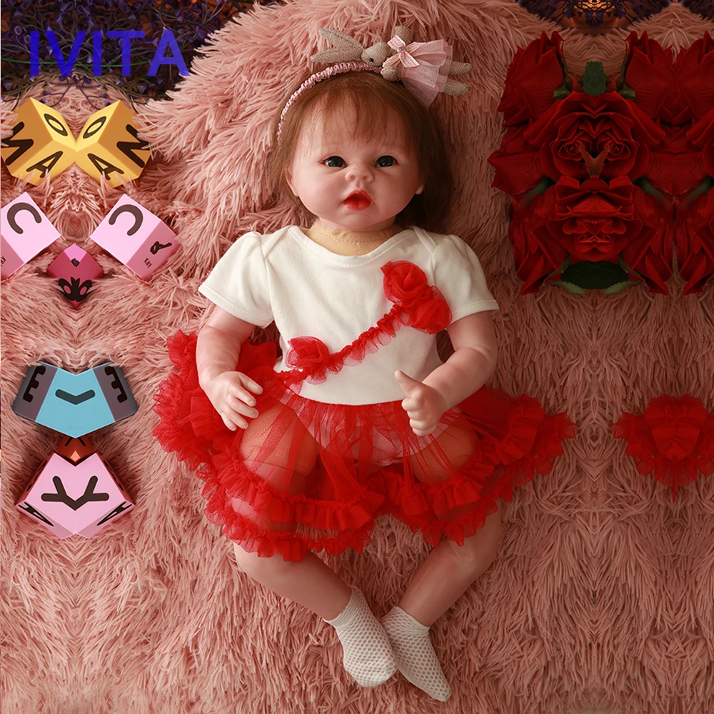 IVITA DS1806 49 см levensechte babypoppen кремния reborn baby Мягкая кукла девочка с нарисованными ногтями посаженные волосы игрушки для детей