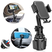 360 degree adjustable car cup slot phone holder mount stand with expandable base universal cup slot holder cell phone bracket
