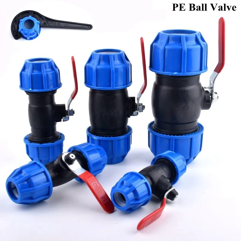 

1pc 20~50mm Plastic PE Ball Valve Direct Quick Water Pipe Connector Agricultural Garden Watering Irrigation Tube Joint Fittings