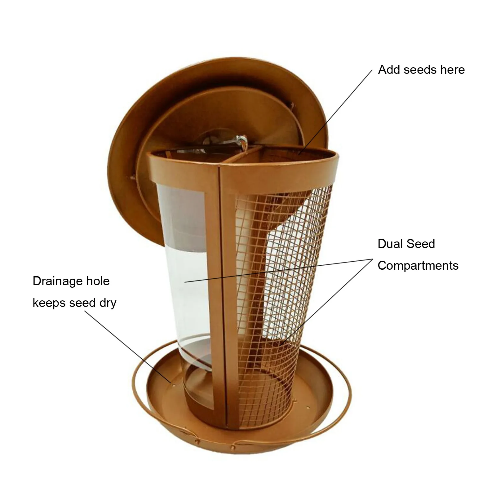 

Wild Bird Feeder 2 in 1 Glass Tube And Metal Hanger For Garden Yard Outdoor Outdoor Feeding Portable Birds Accessoires 2021