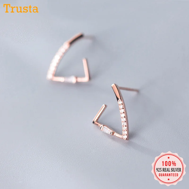 Женские Треугольные Серьги гвоздики Trusta подарочные серьги из 100% стерлингового