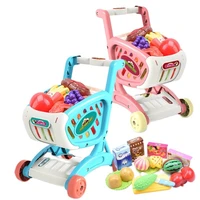 childrens simulation shopping cart trolley toy cutting fruits and vegetables supermarket shopping plastic play house toy set