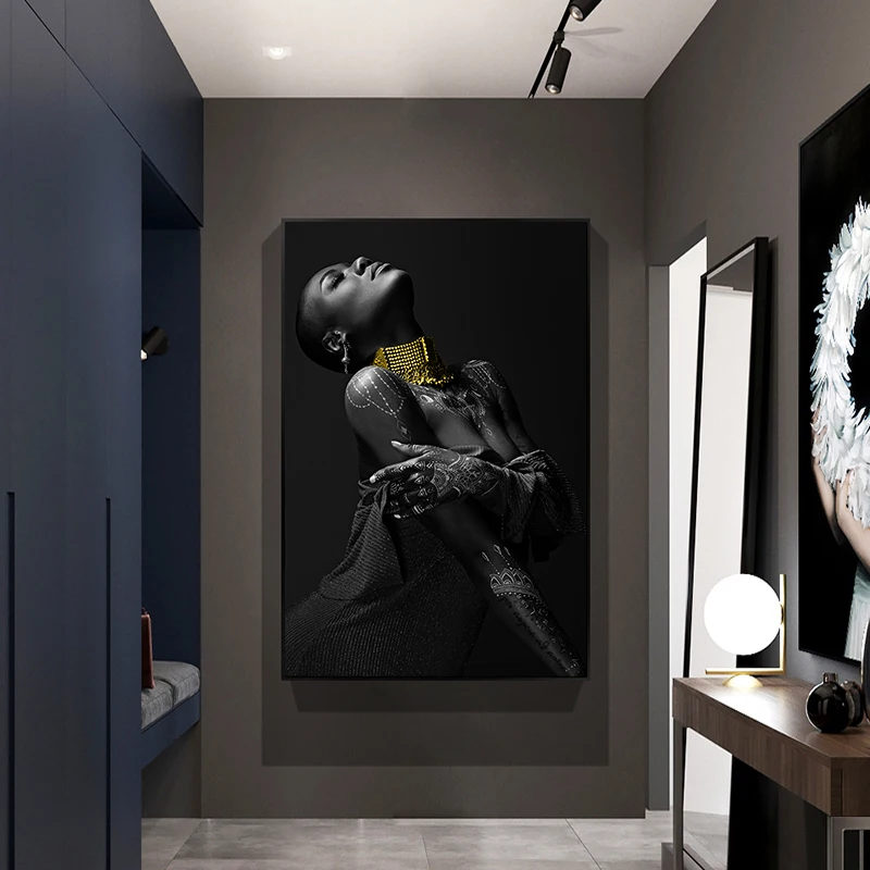 

Black Girl Aesthetic Wall Posters Home Decor Modern Minimalist Canvas Interior Paintings Pictures Prints Living Room Decoration