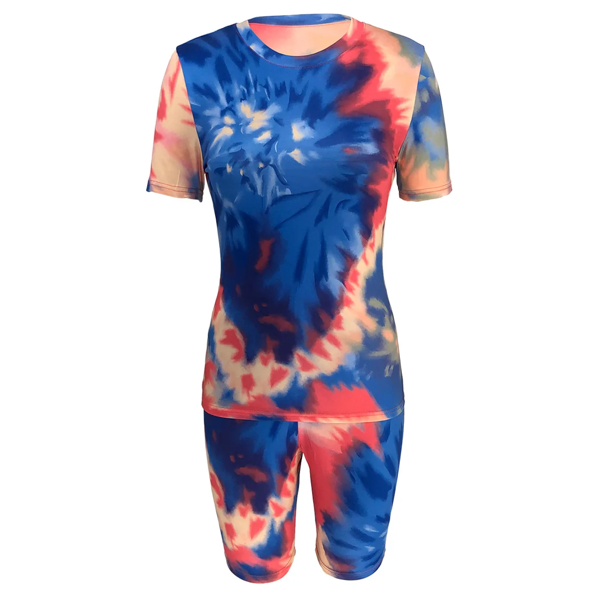 

Painted Tie-Dye Two-Piece Suit Spring 2021 New Women's Short-Sleeved T-Shirt Top And Shorts With Fashionable Beach Casual Suit