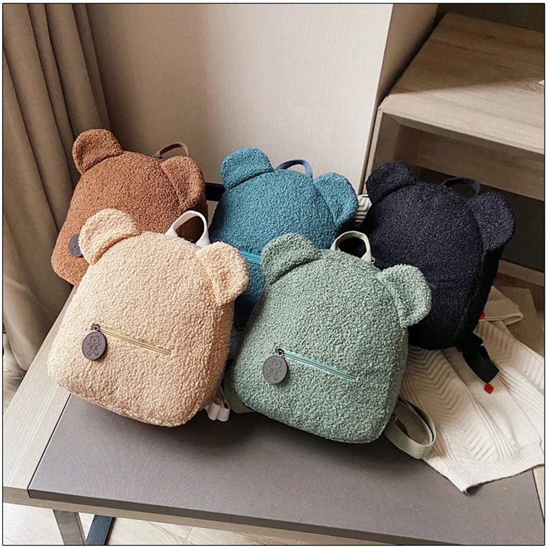 CSMEI Plush Teddy Bear Backpack Toddler Cartoon Bookbags Kids School Backpack Bag Cute Children School bag Mini Plush Backpack