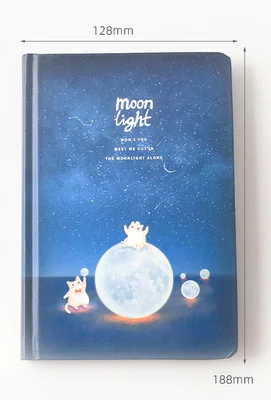 Луна свет A6 Sketchbook светящийся ноутбук Рисование Живопись DIY Черная бумажная Книга