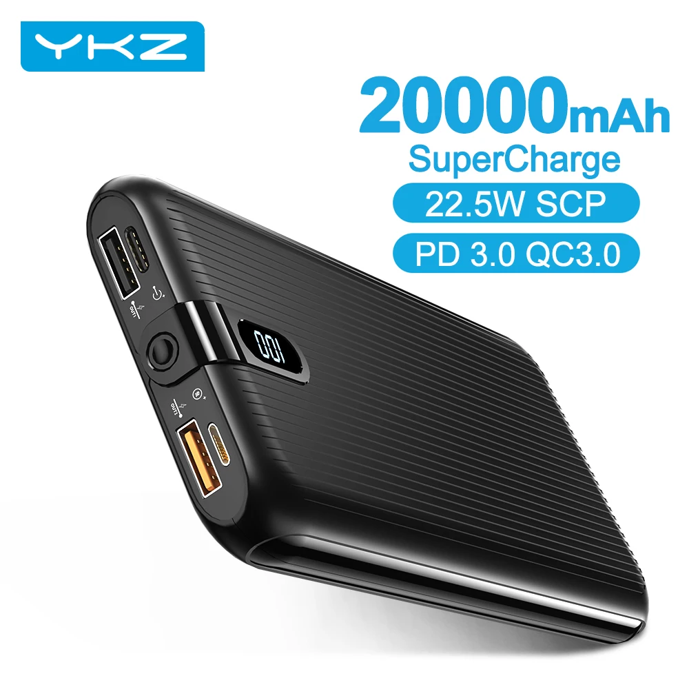 YKZ 20000 мАч Power Bank 22 5 Вт телефон зарядное устройство Quick Charge 4 0 QC3.0 FSP SCP портативный