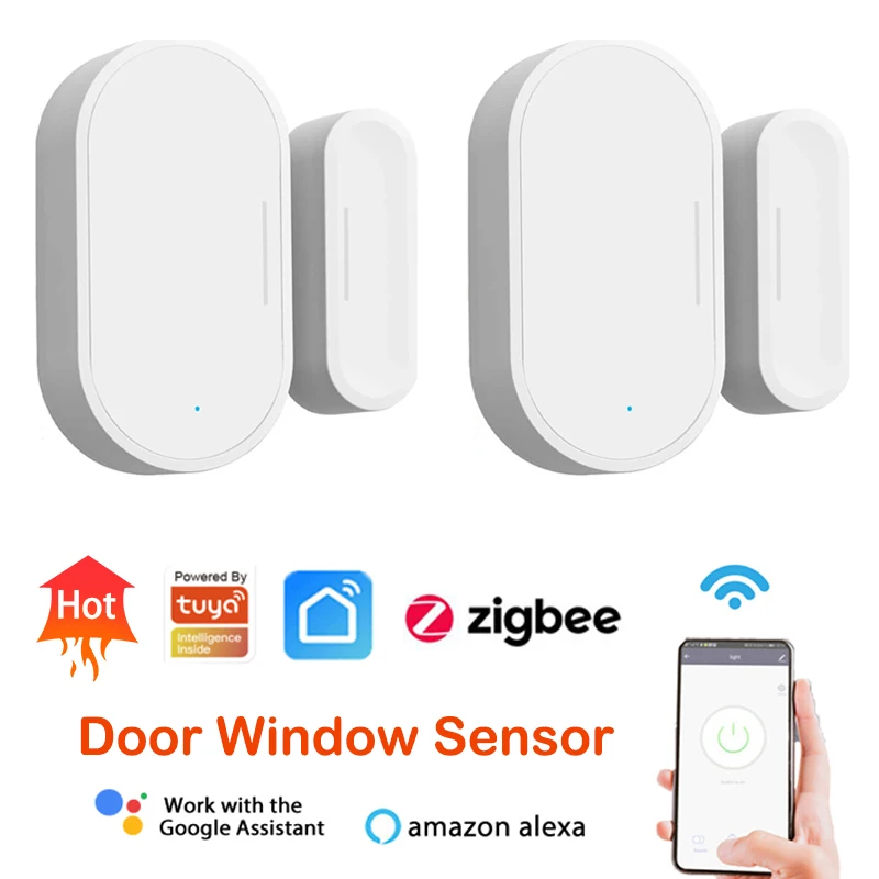 Сигнализация Zigbee для окон и дверей датчик умного дома работает с Alexa Google Home 1-4 шт. |