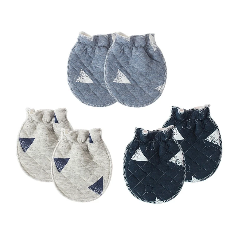 Conjunto de guantes de algod&oacute;n para beb&eacute; reci&eacute;n nacido, manoplas c&aacute;lidas para protecci&oacute;n facial, antiara&ntilde;azos, 4 par/set, Oto&ntilde;o e Invierno-4