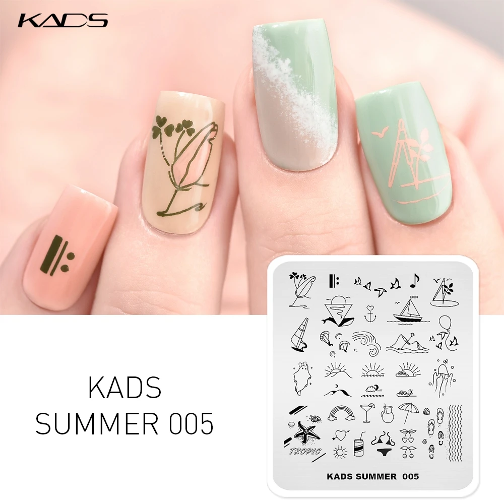 Summer 005 KADS пластины для стемпинга ногтей Летняя тема Фламинго листья Перепечатка Маникюр шаблоны для стемпинга трафарет для нейл-арта штамп - Цвет: Summer 005