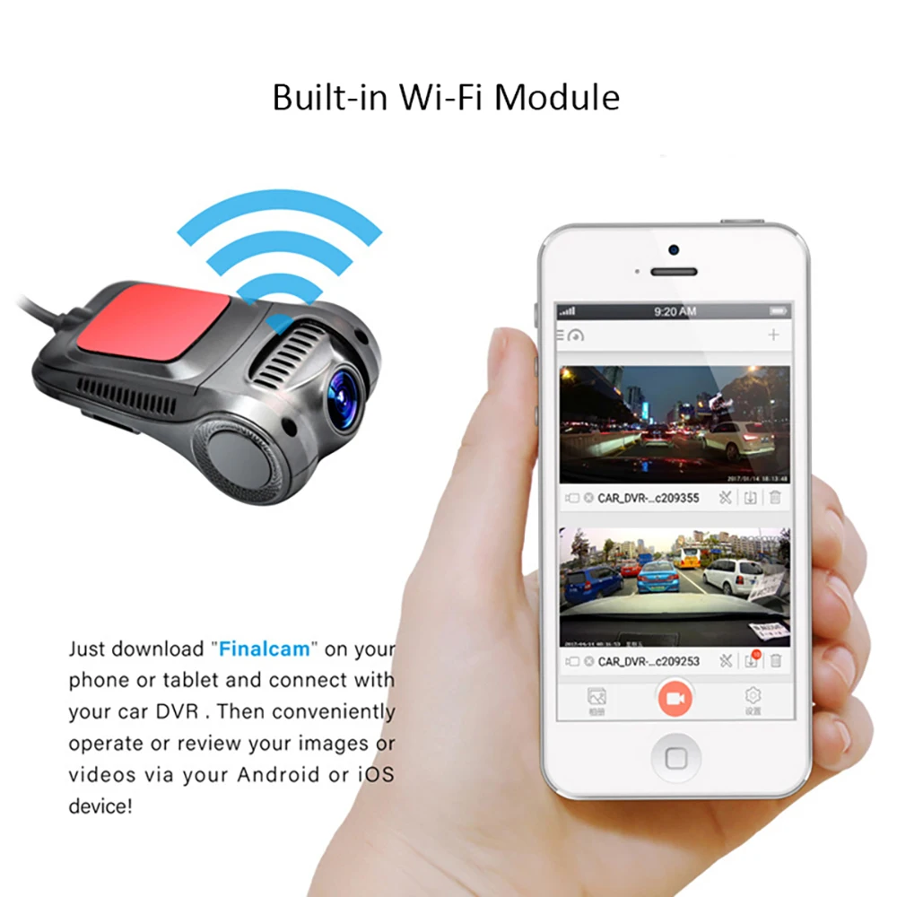 Видеорегистраторы для автомобилей Wi Fi 1080P Full HD Двойной объектив камеры заднего