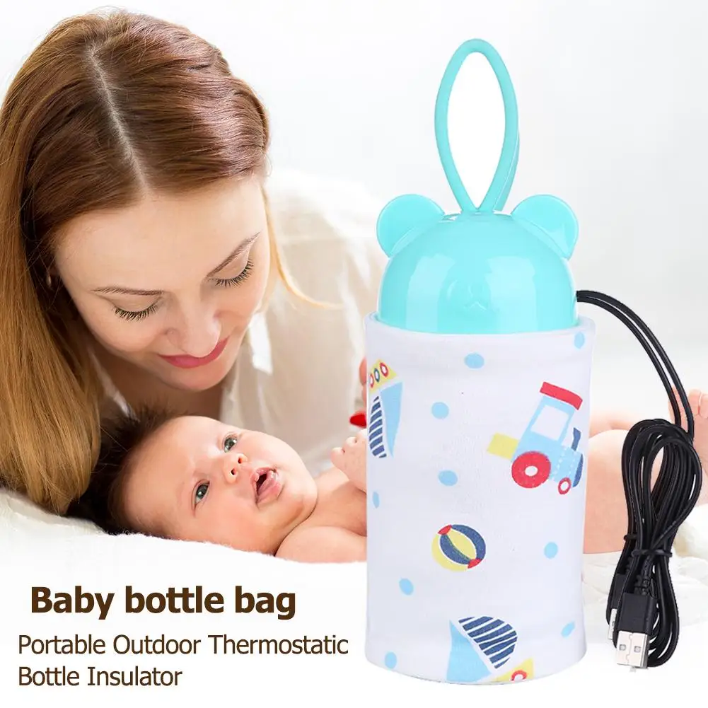 Cubierta t&eacute;rmica para biberones de leche, termostato de calefacci&oacute;n para biberones con USB, bolsas, calentador de seguridad port&aacute;til, suministros aislados para lactancia infantil-3