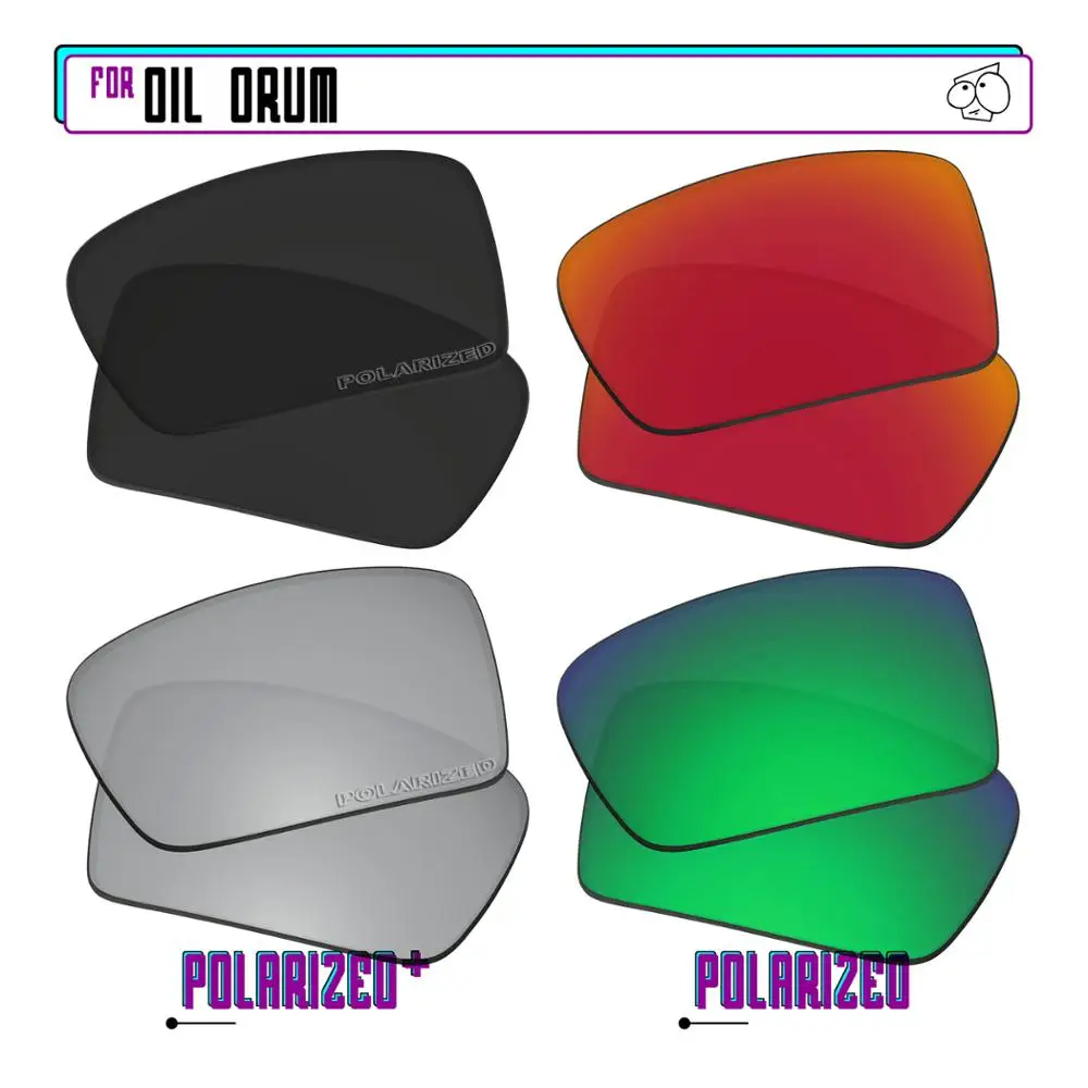 EZReplace Polarized Replacement Lenses for - Oakley Oil Drum Sunglasses - BkSrP Plus-RedGreenP