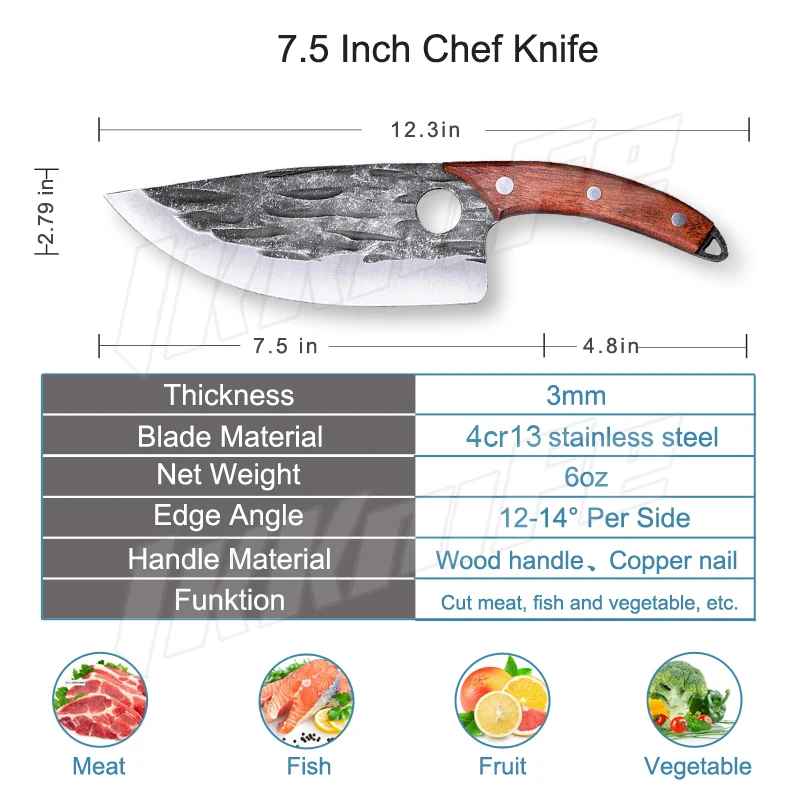 Кухонный нож из кованой нержавеющей стали мясника 7 5 дюйма в сербском стиле
