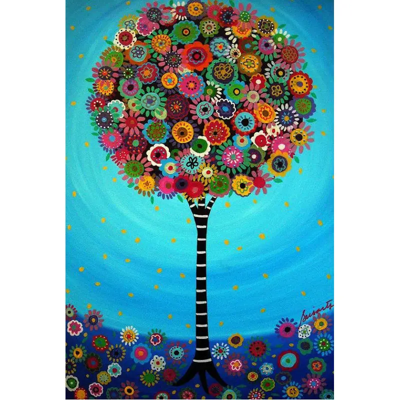 

Новый Полный для алмазной вышивки "сделай сам", 5D Алмазная вышивка крестиком на рисунке, с цветочным рисунком дерево рукоделие Стразы Мозаик...