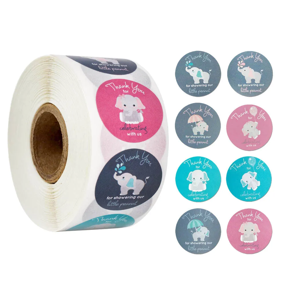 

50-500pcs Cute Elephants Animal Thank You Sticker Seal Label Scrapbook Decorative Sticker Handmade DIY Stationery Sticker