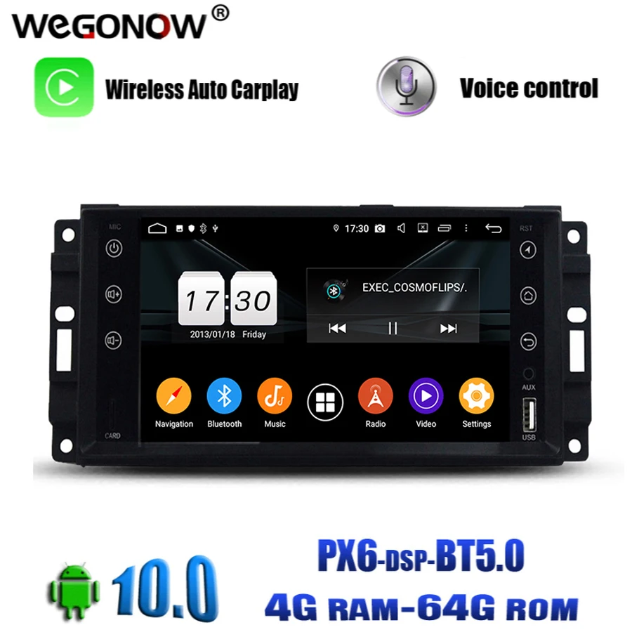 Автомобильный DVD-плеер PX6 DSP Android 10 0 4 Гб 64 GPS карта RDS радио Wi-Fi BT5.0 для Jeep Sebring Cherokee