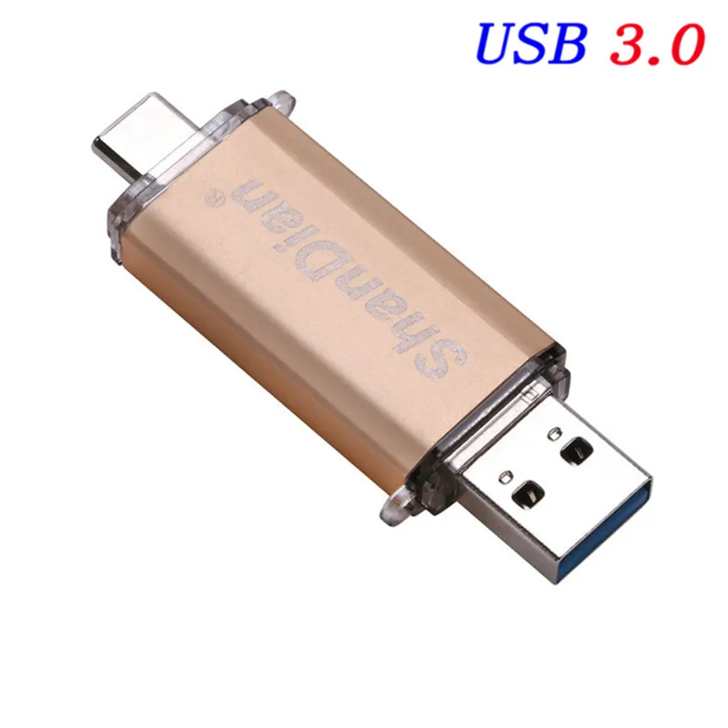 Gold SHANDIAN USB 3,0 type-C 3,1 usb флеш-накопитель 3,0 Металлический пользовательский флеш-накопитель 64 ГБ 32 ГБ карта памяти 16 ГБ 8 ГБ флеш-накопитель память подарок - Цвет: Gold