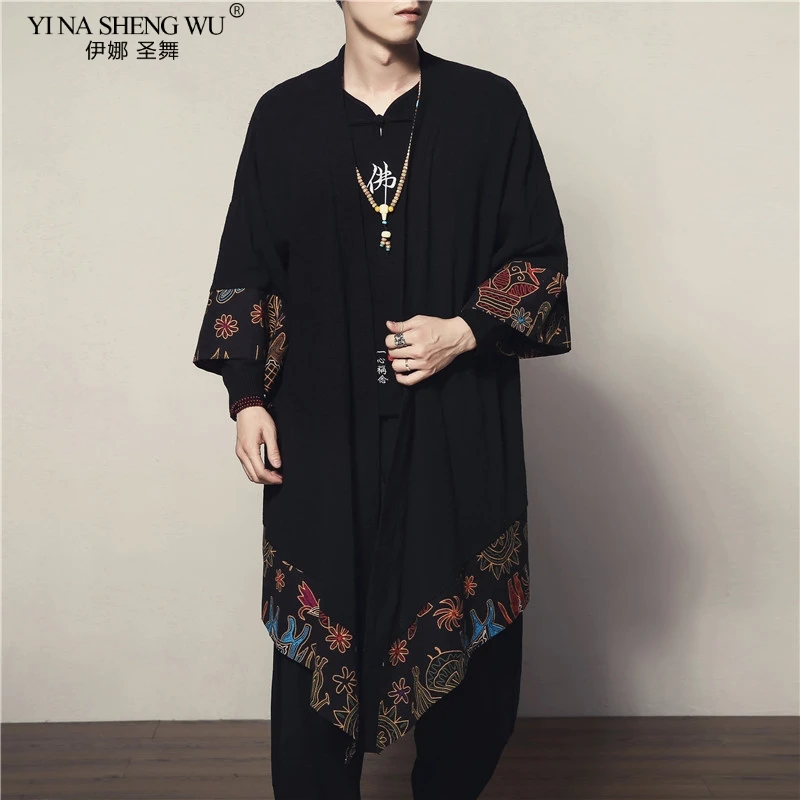 

Японский Кимоно Кардиган для мужчин Haori Yukata мужской самурайский костюм одежда кимоно куртка мужское кимоно рубашка Yukata Haori длинный халат