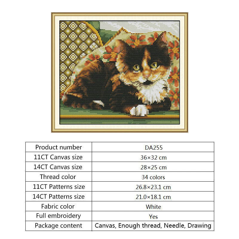 Китайский холст с принтом котенка наборы для вышивки крестом 14CT 11CT счетный и