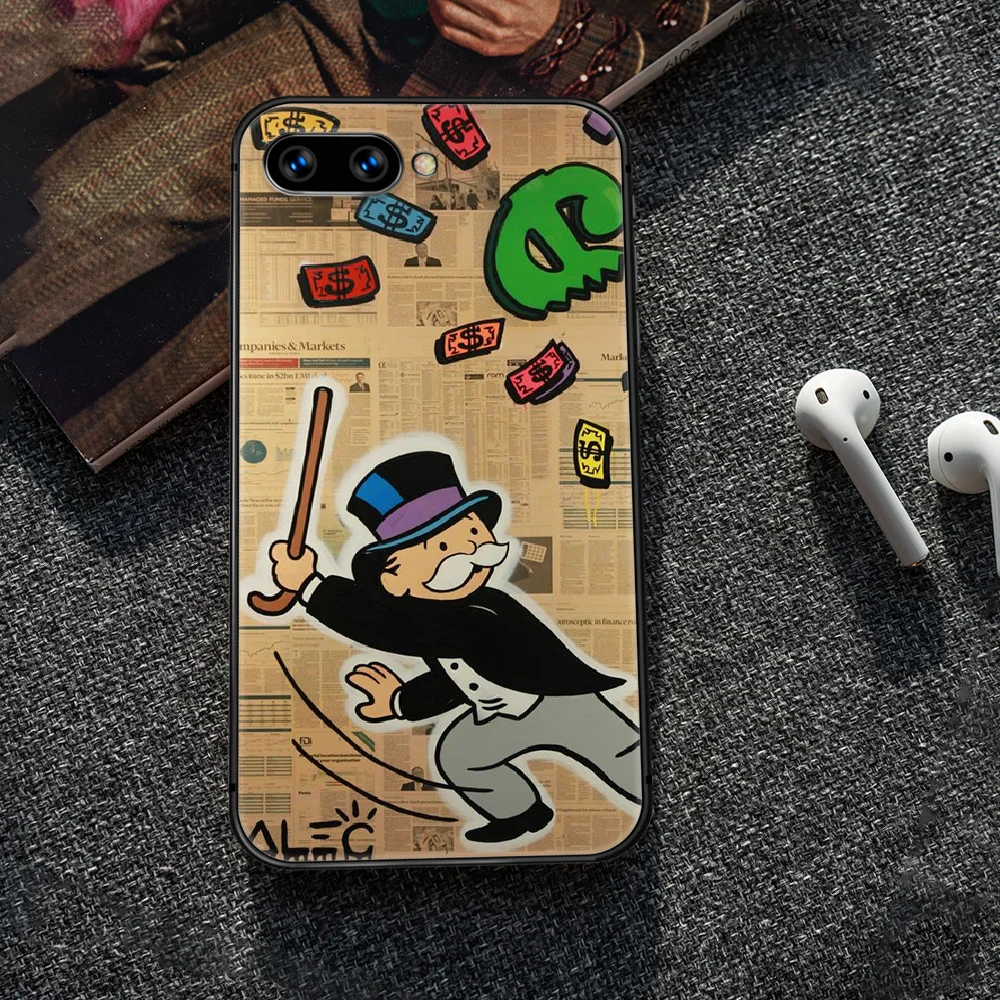 

cartoon Alec Monopoly Aesthetic Phone Case Cover Hull For HUAWEI honor 7a 8 8s 8a 8x 9 9x 10 20 i Lite Pro black Cell Painting