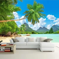 custom 3d mural wallpaper seascape coconut tree photo background living room bedroom study room landscape wall painting modern