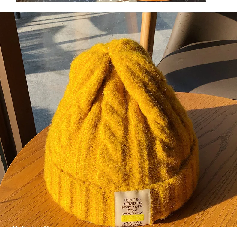 

Осенне-зимняя теплая Женская шапка вязаная шапка новая плотная Шерстяная мягкая шапка с косточками Белая Шапка-бини для мужчин