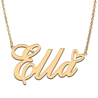 love heart ella name necklace for women stainless steel gold silver nameplate pendant femme mother child girls gift