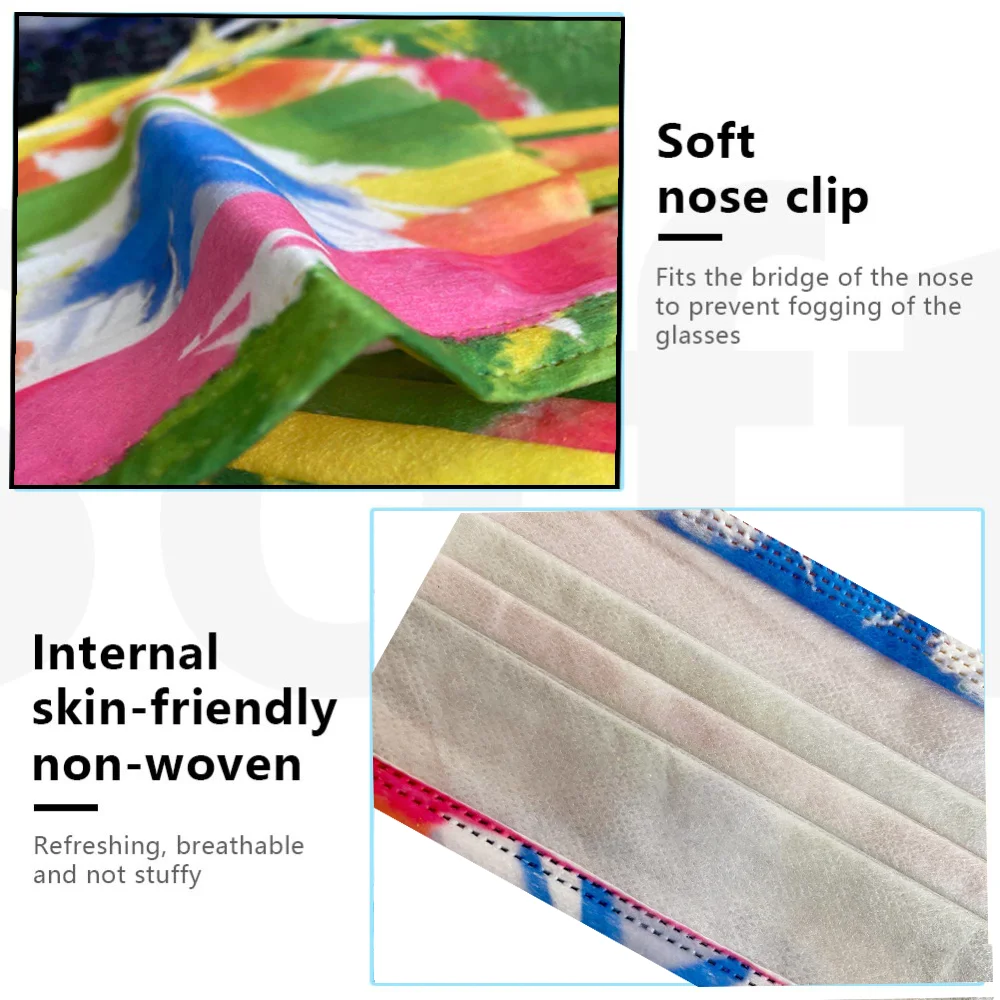 

50PCS New 2020 Black Polka Dot Mask, Adult Printing Disposable Mask, 3-layer Non-woven Soft&Fashionable Personality Mouth Mask