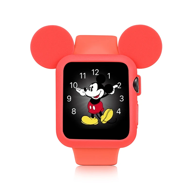 Прекрасный силиконовый чехол с Микки для Apple Watch, чехол серии 4 44/40 мм, Мягкий защитный чехол с рисунком для iWatch 3 2 1 38 мм 42 мм